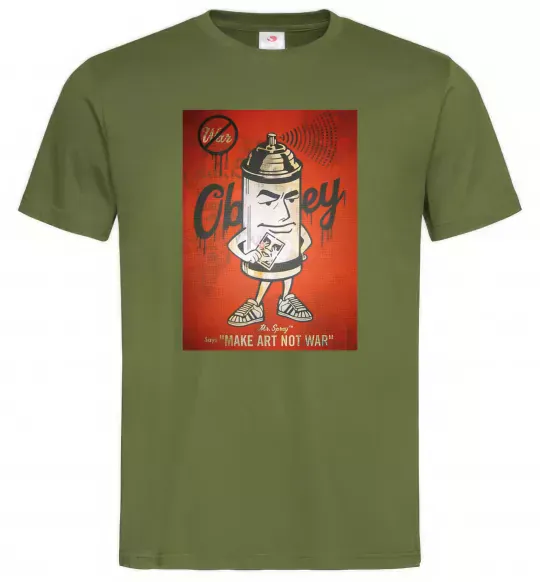 Мужская футболка OBEY art Оливковый фото