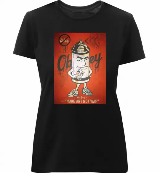 Женская премиум футболка OBEY art Черный фото