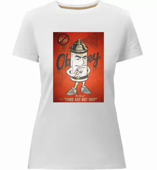 Женская премиум футболка OBEY art Белый фото