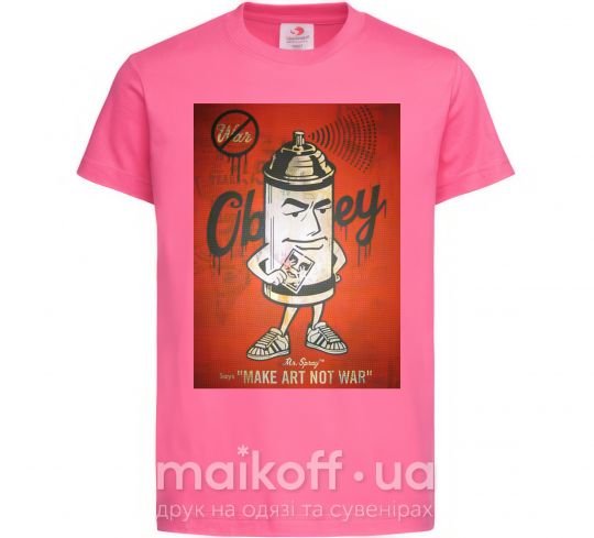 Дитяча футболка OBEY art Яскраво-рожевий фото