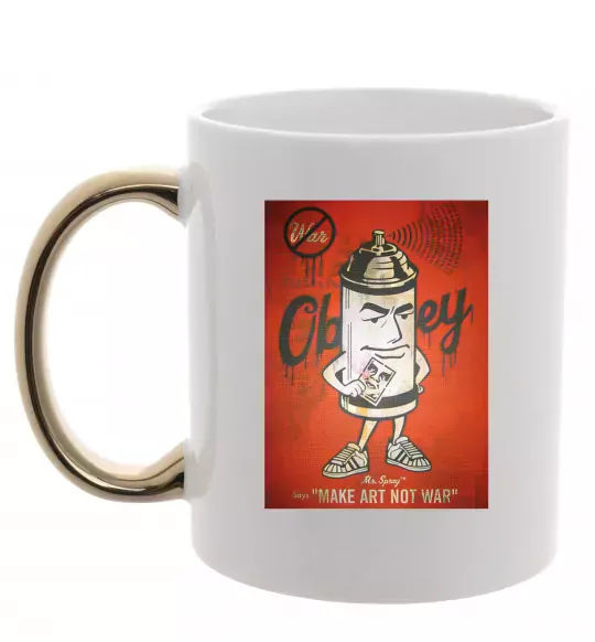 Чашка з кольоровою ручкою OBEY art Золото фото