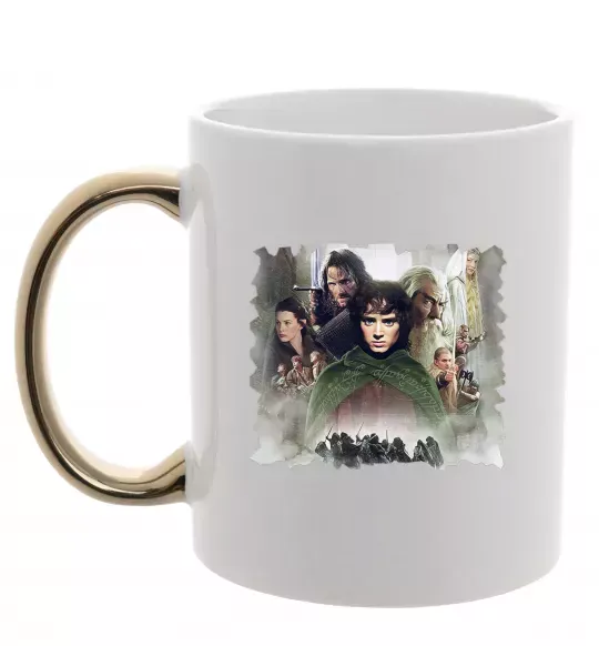 Чашка з кольоровою ручкою Володар перстнів персонажі Золото фото