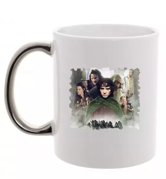 Чашка з кольоровою ручкою Володар перстнів персонажі Срібло фото