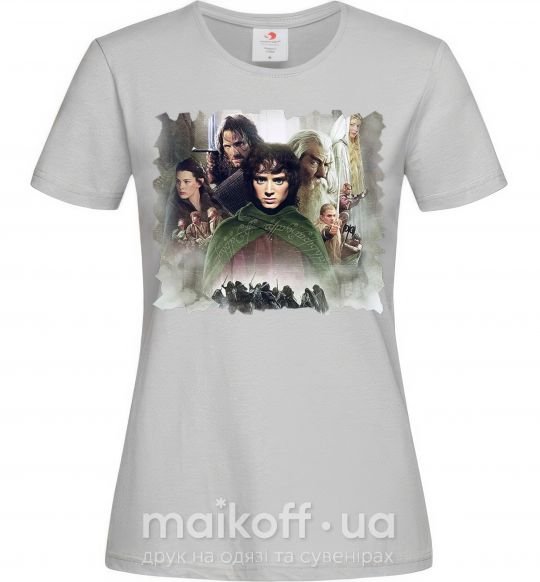 Жіноча футболка Властелин колец персонажи Сірий фото