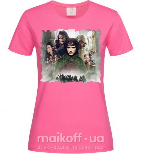 Жіноча футболка Властелин колец персонажи Яскраво-рожевий фото