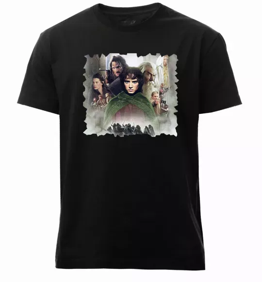 Чоловіча преміум футболка Володар перстнів персонажі Чорний фото