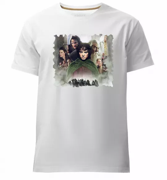 Чоловіча преміум футболка Володар перстнів персонажі Білий фото