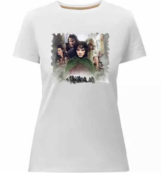 Жіноча преміум футболка Володар перстнів персонажі Білий фото