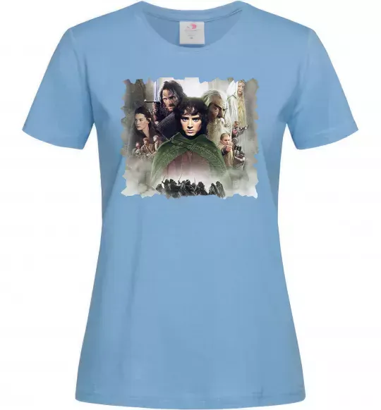 Женская футболка Володар перстнів персонажі Голубой фото