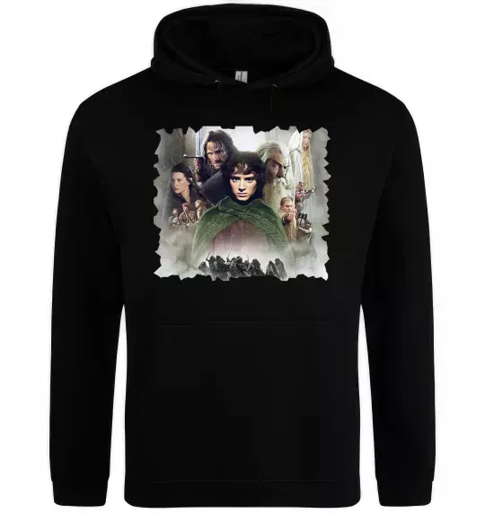 Мужская толстовка (худи) Володар перстнів персонажі Черный фото