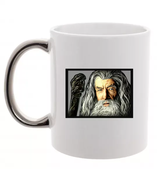 Чашка з кольоровою ручкою Гендальф Срібло фото