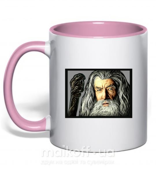 Чашка з кольоровою ручкою Гендальф Ніжно рожевий фото