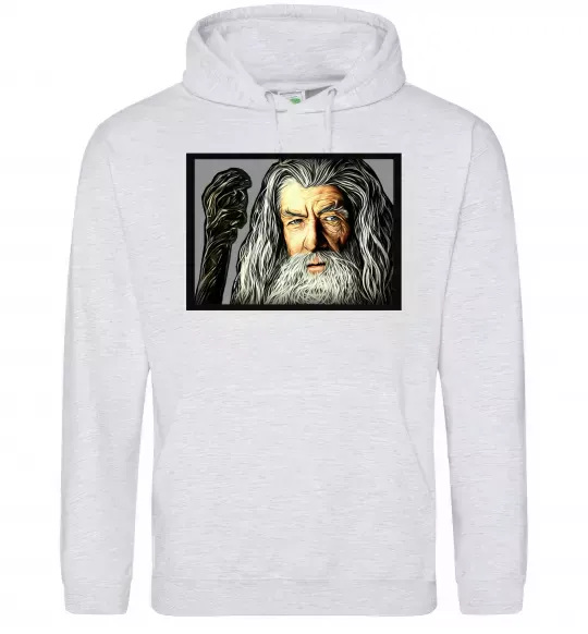 Мужская толстовка (худи) Гендальф Серый меланж фото