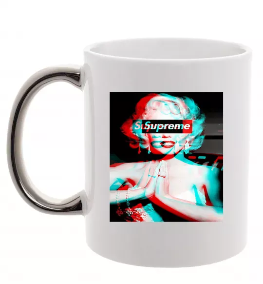 Чашка з кольоровою ручкою Supreme Monro Срібло фото