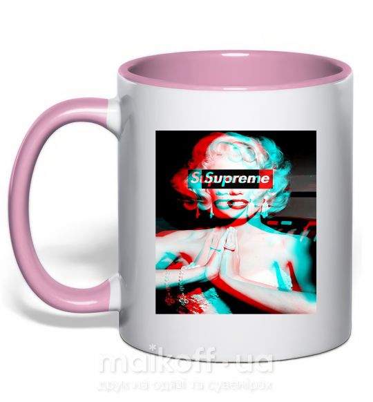 Чашка з кольоровою ручкою Supreme Monro Ніжно рожевий фото