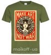 Мужская футболка OBEY Make art not war Оливковый фото