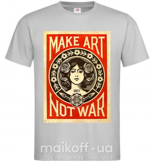 Мужская футболка OBEY Make art not war Серый фото