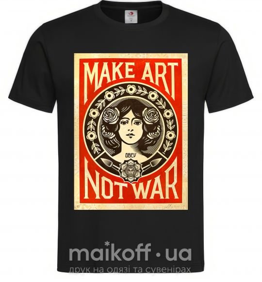 Чоловіча футболка OBEY Make art not war Чорний фото