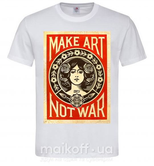 Чоловіча футболка OBEY Make art not war Білий фото