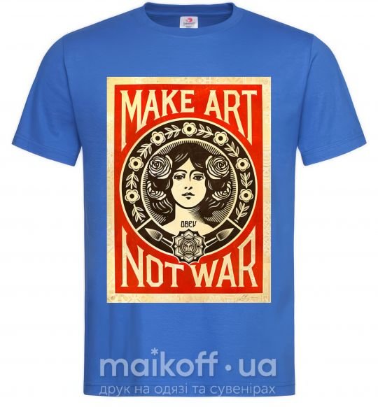 Чоловіча футболка OBEY Make art not war Яскраво-синій фото