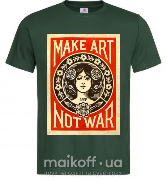 Чоловіча футболка OBEY Make art not war Темно-зелений фото