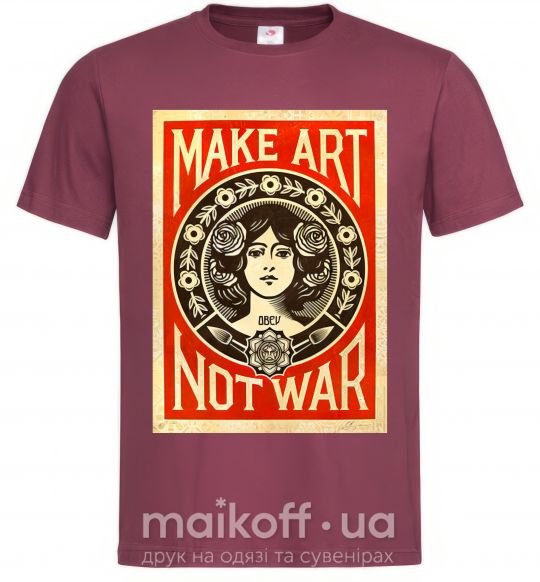 Чоловіча футболка OBEY Make art not war Бордовий фото