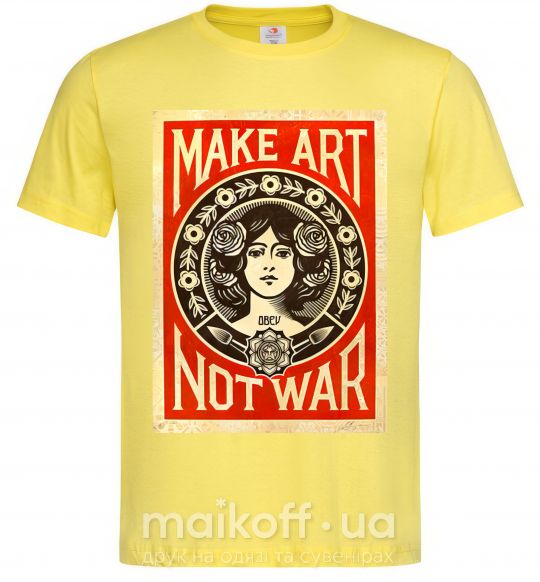 Чоловіча футболка OBEY Make art not war Лимонний фото