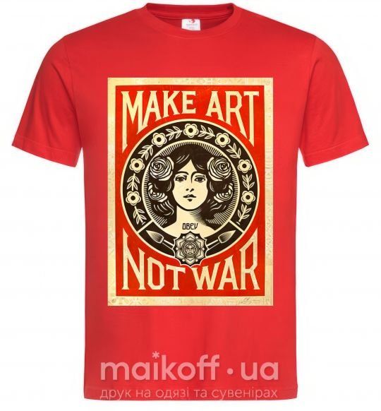 Чоловіча футболка OBEY Make art not war Червоний фото