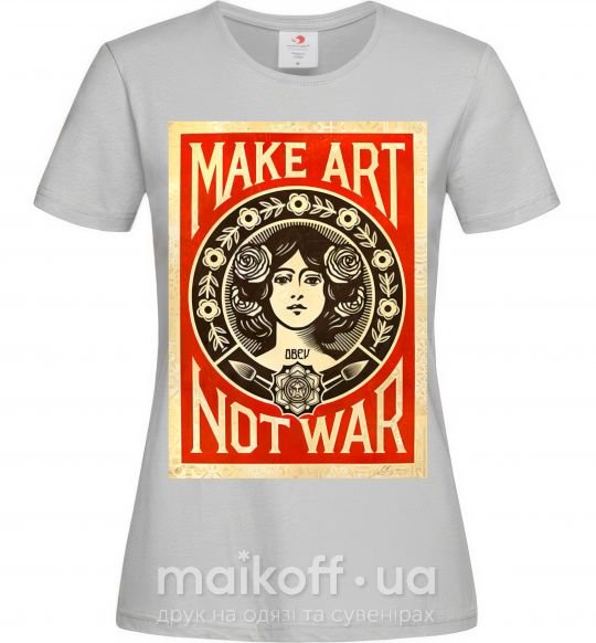 Жіноча футболка OBEY Make art not war Сірий фото