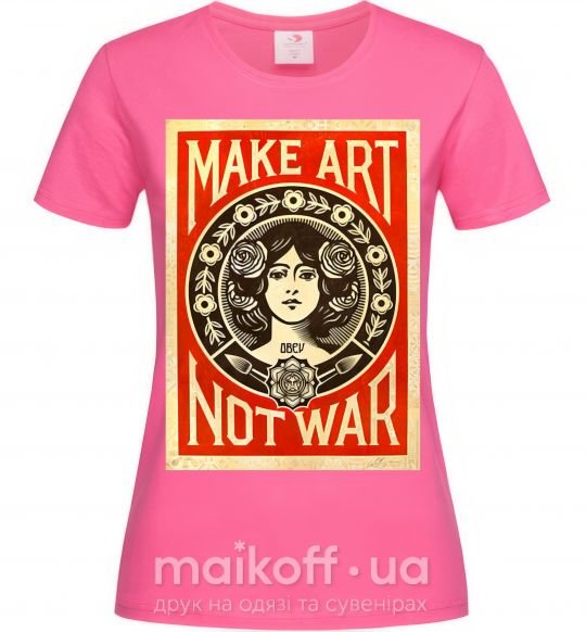 Жіноча футболка OBEY Make art not war Яскраво-рожевий фото