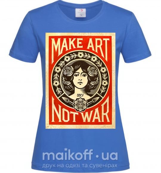 Жіноча футболка OBEY Make art not war Яскраво-синій фото