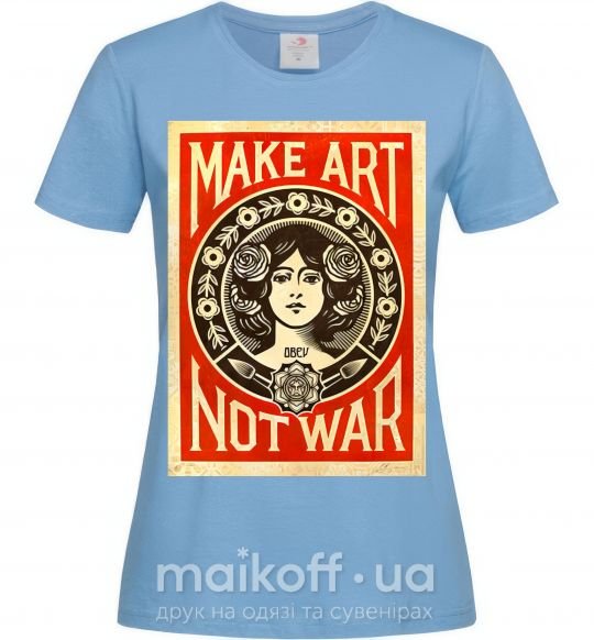 Жіноча футболка OBEY Make art not war Блакитний фото