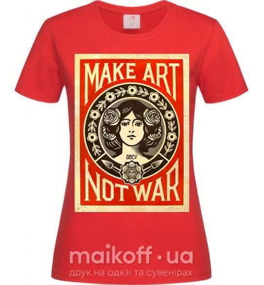 Женская футболка OBEY Make art not war Красный фото
