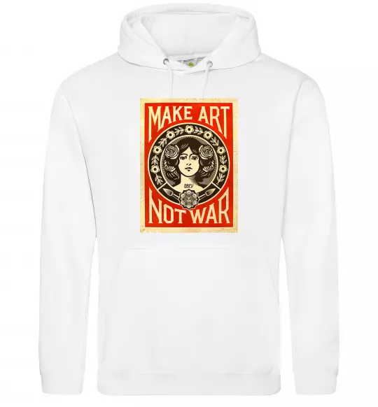 Чоловіча толстовка (худі) OBEY Make art not war Білий фото
