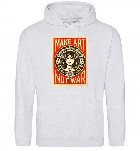 Женская толстовка (худи) OBEY Make art not war Серый меланж фото