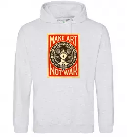 Женская толстовка (худи) OBEY Make art not war Серый меланж фото