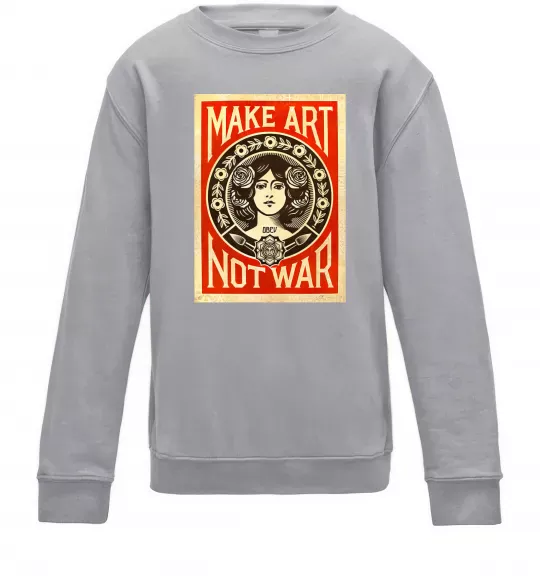 Дитячий світшот OBEY Make art not war Сірий меланж фото