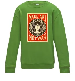 Детский Свитшот OBEY Make art not war Лаймовый фото