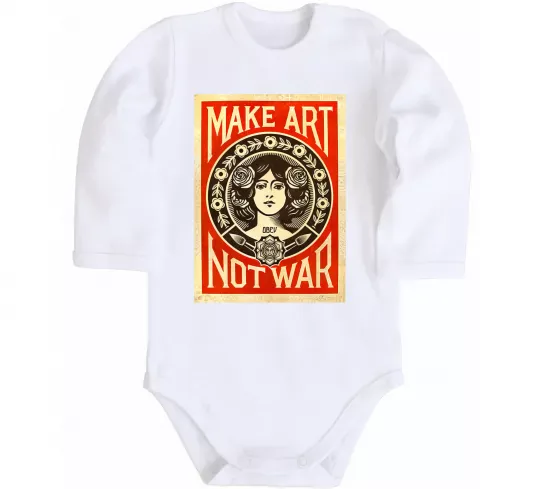 Дитячий бодік OBEY Make art not war Білий фото