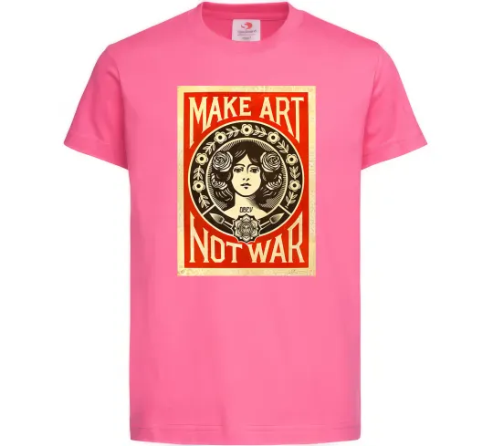 Дитяча футболка OBEY Make art not war Яскраво-рожевий фото