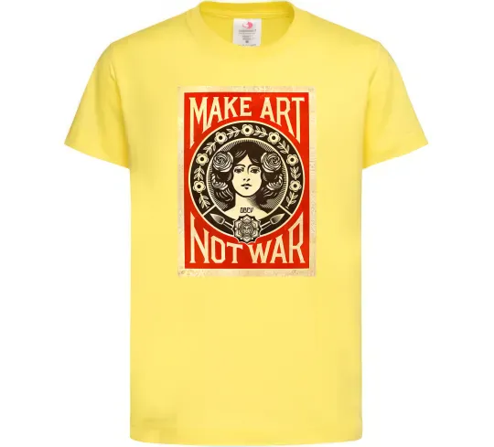 Дитяча футболка OBEY Make art not war Лимонний фото