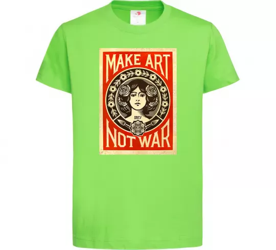 Дитяча футболка OBEY Make art not war Лаймовий фото