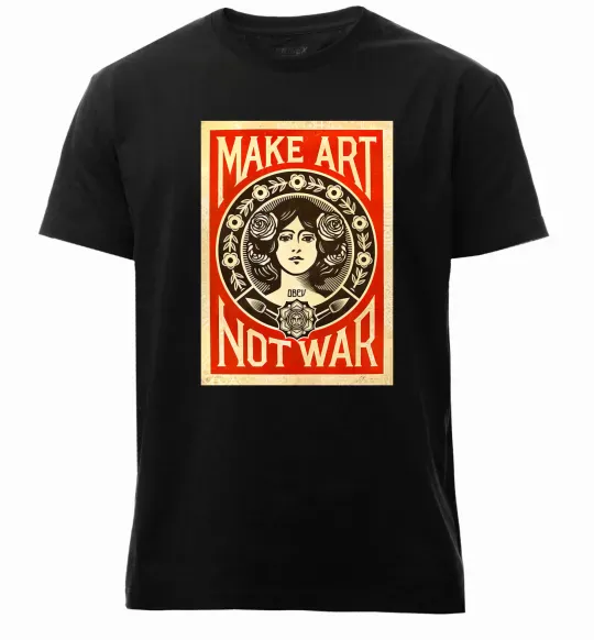 Чоловіча преміум футболка OBEY Make art not war Чорний фото