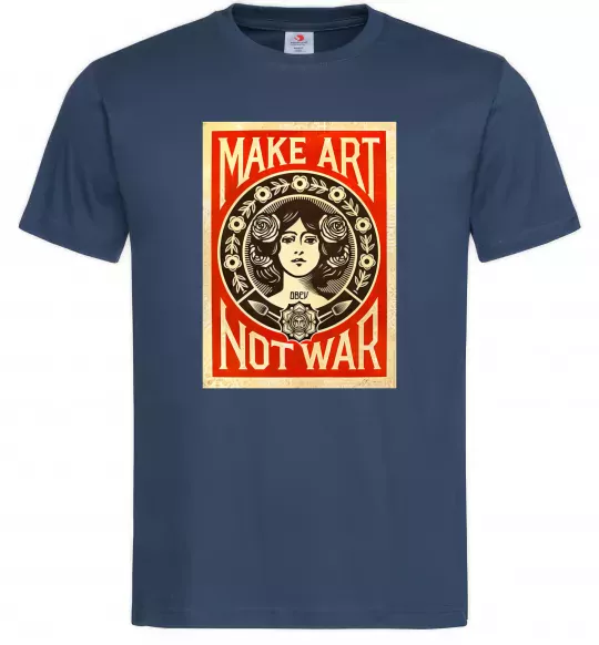 Мужская футболка OBEY Make art not war Темно-синий фото
