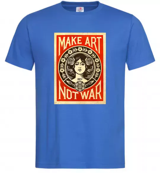 Мужская футболка OBEY Make art not war Ярко-синий фото
