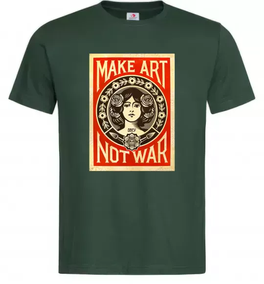 Мужская футболка OBEY Make art not war Темно-зеленый фото