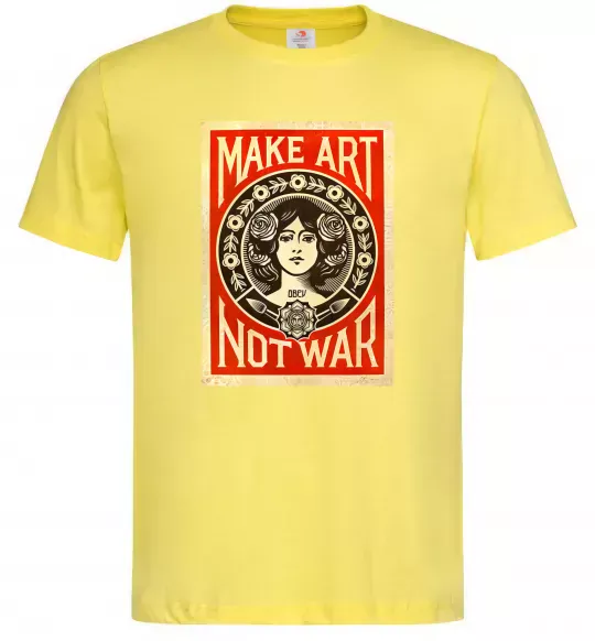 Мужская футболка OBEY Make art not war Лимонный фото
