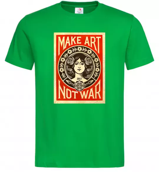 Мужская футболка OBEY Make art not war Зеленый фото