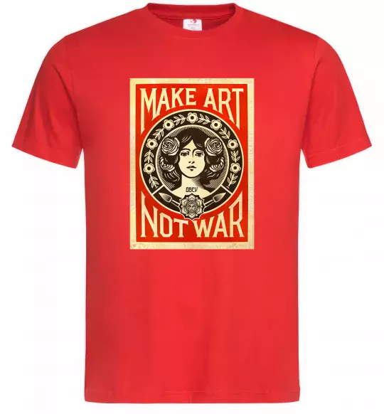 Мужская футболка OBEY Make art not war Красный фото