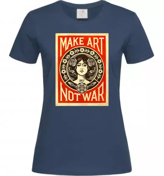 Жіноча футболка OBEY Make art not war Темно-синій фото